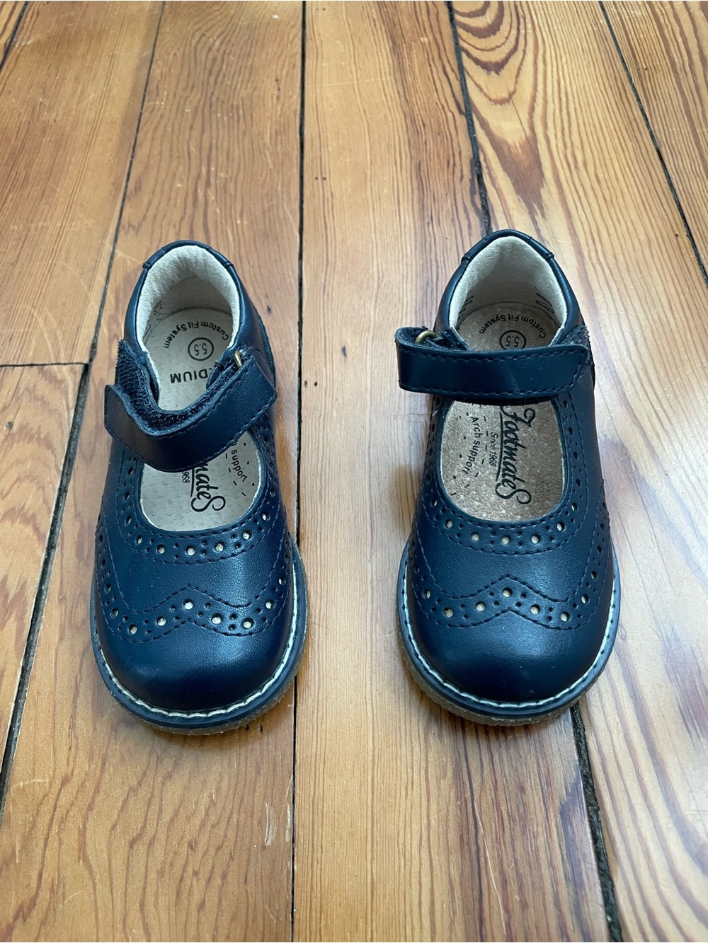 Footmates Navy Blue Leather Lydia Mary Jane - Toddler 5.5